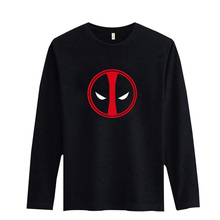 Deadpool High Quality T Shirt Men Long Sleeve Cotton with 2016 Men Fashion Tshirts Brand in Black/White 3Xl Soft Cotton Tees
