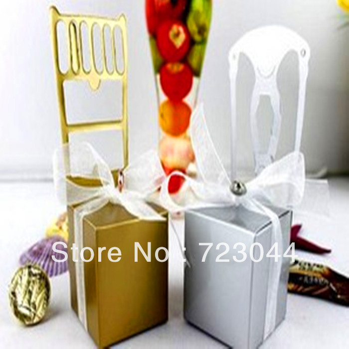 .com : Buy 50PCS Creative Gold/Sliver Chair Wedding Favor Boxes Gift ...
