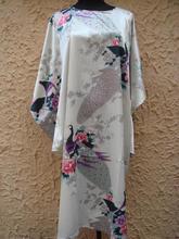 New Vogue White Novelty Lady Satin Bathrobe Printed Casual Nightwear Classic Style Yukata Gown Lounge Homedress One Size