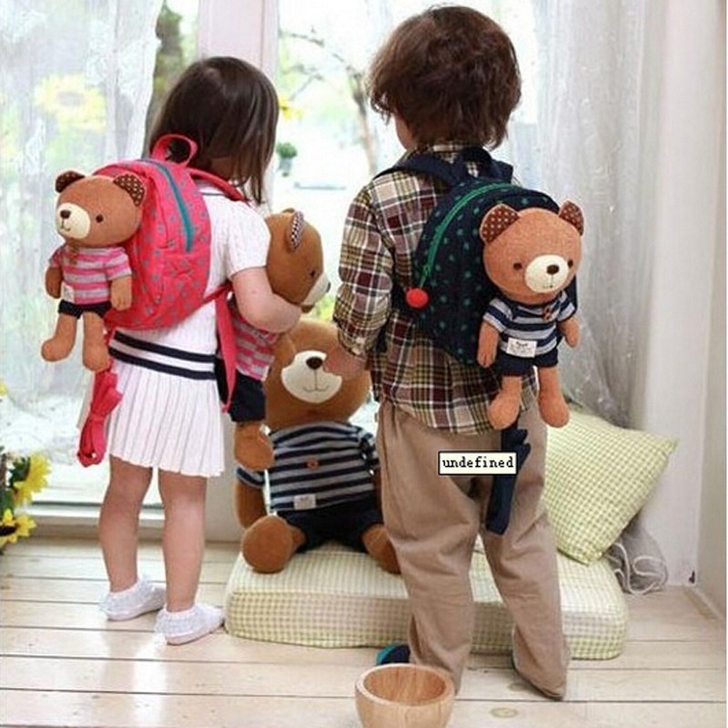 2014-new-arrival-kid-Bag-with-cute-bear-Strap-backpack-children-school-bags-belt-Anti-lost (2)