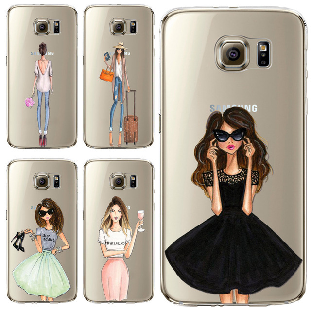 Phone Case для Samsung Galaxy S5 S6 S6Edge S6Edge + S7 S7edge крышка Мягкая Кремния Мода Sexy Современная Леди Девушка Мешок Мобильного Телефона