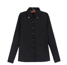 Women wearing long-sleeved chiffon blouse is suitable for spring female fashion pure color of cultivate one’s morality shirts