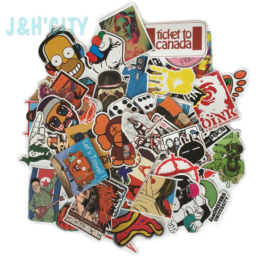 Image of 100 PCS / Pack Random music film Vinyl Skateboard Guitar Travel Case sticker Car decal Cute Stickers fashion funny sticker