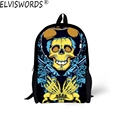 ELVISWORDS Cool Skull Print Children School Bags for Student Teenage Boy Style Kids Comfortable Daily Book