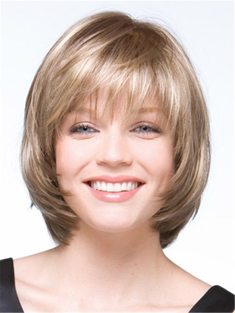 Image of 2015 Bob Short Straight Blonde Wig for women Peluca Peruca Sexy Synthetic hair wigs Full wig with Side bangs Free shipping