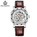 HOT 2016 Steel ORKINA Fashion Hollow Mechanical Watches Rushed Automatic Self wind Analog Leather Top Round