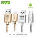 Golf Micro USB Cable 2 1A 0 25M 1M 1 5M 2M 3M Metal Braided Wire