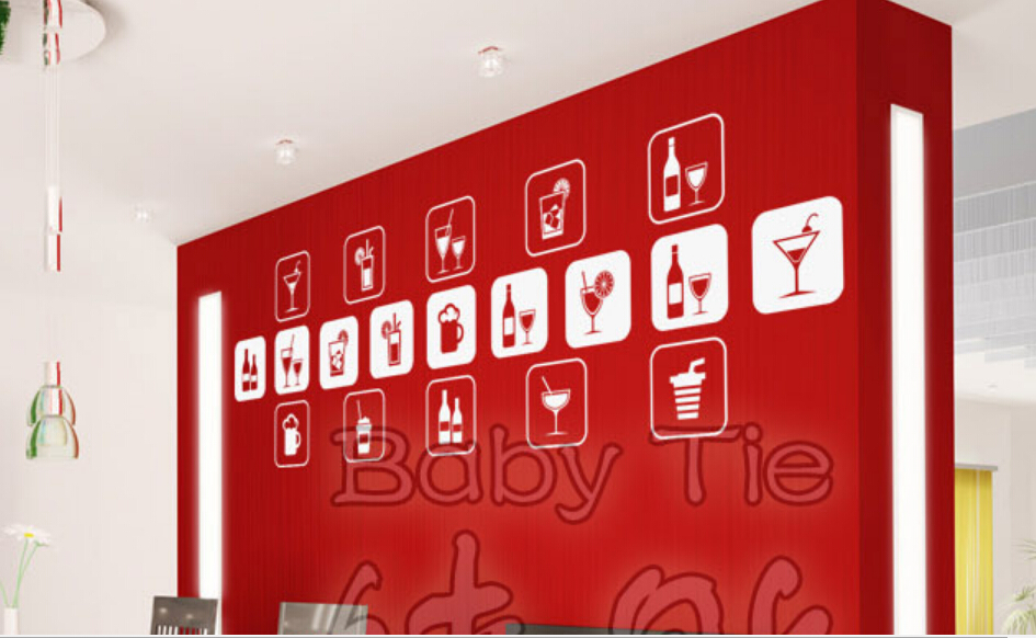 Aliexpress.com: comprar cafeterÃa pared del vinilo del arte diseño ... Color vino tinto en paredes