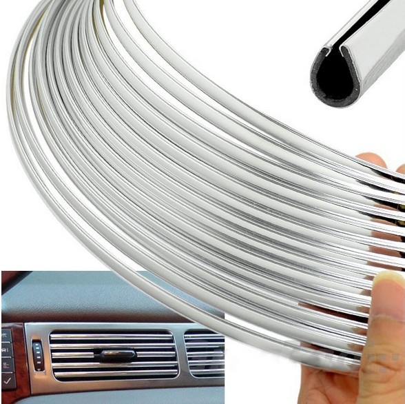 Image of 3metres x 6MM CHROME TRIM STRIP BUMPER AIR VENT GRILLE SWITCH RIM MOULDING "U" STYLE Free Shipping