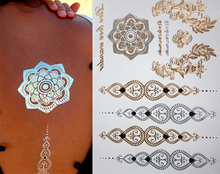 gold tattoo sex products necklace bracelets tatoo metal temporary tattoo women flash metalic fake gold silver
