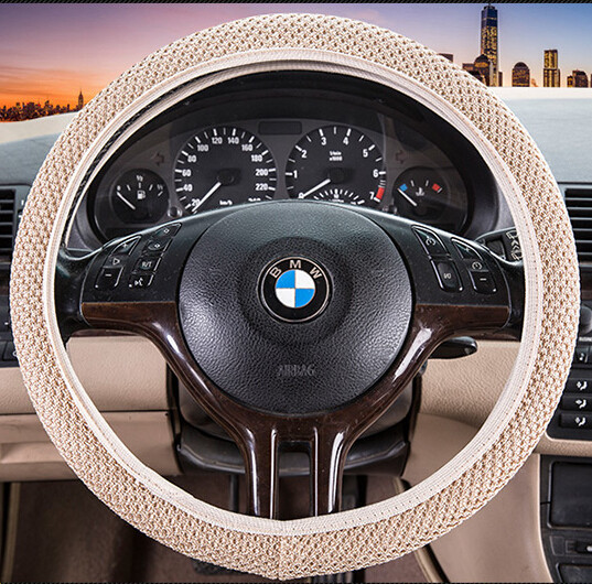 Image of Universal Car Steering Wheel Cover Sandwich Fabric Handmade Steering-Wheel Cover Breathable Skidproof Four Seasons