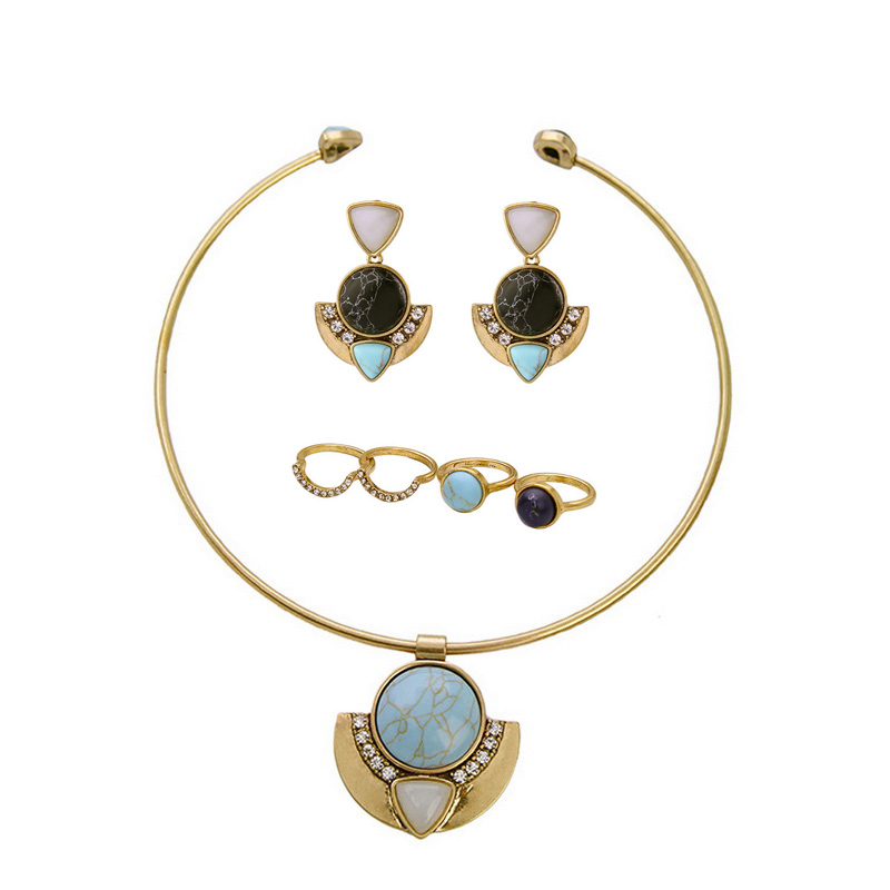    Open Collar Necklace Semi-precious Turquoise +       