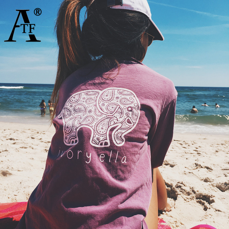 Image of New 2016 Summer Ivory Ella T-shirt Women Tops Tee Print Animal Elephant T Shirt Loose Long Sleeve Harajuku Tops