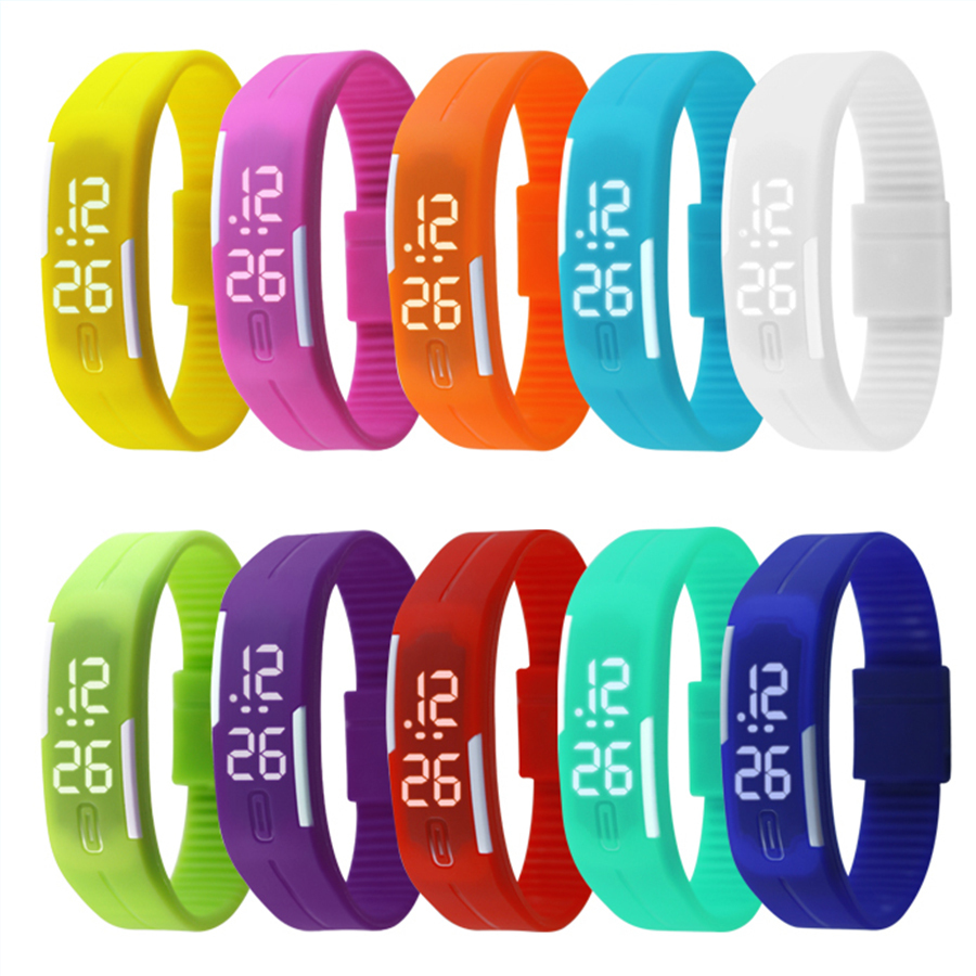 2015 new design LED watch women fashion sports watches silicone candy multicolor touch screen digital man