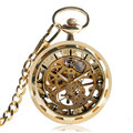 Open Face Steampunk Vintage Men Retro Gift Mechanical Trendy Hand winding Golden Style Women Pocket Watch