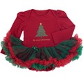 Autumn Baby clothing Cotton long sleeved Christmas tree Red Romper Tutu dress Newborn Baby girl clothes