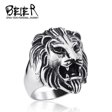 lots Men’s Fashion Stainless Steel Jewelry Cool Animal Lion Head Ring Punk Personality Free Shipping SMT-MT07