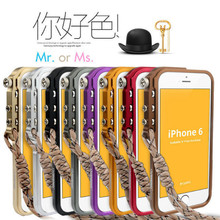 Super Mechanical Arm aviation aluminum bumper case for iphone 6 metal frame cover for iphone6 plus outdoor case with string