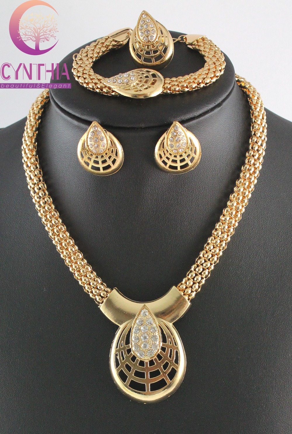 www.strongerinc.org : Buy Hot Sale 18K Gold Plated Crystal African Costume Fashion Necklace Sets For ...