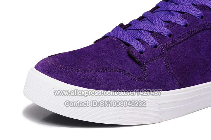 Wholesale Justin Bieber Skytop Chad Muska Purple Full Grain Leather Suede High Top Style Skate Shoes_2