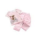 2016 New girl set summer Children Clothing Set Striped Pullover Girls Clothing sets Casual Style Short
