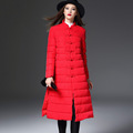New Fashion Long Winter Jacket Women Cheongsam Women Coat Thicken Parka White Duck Down Clothing Red