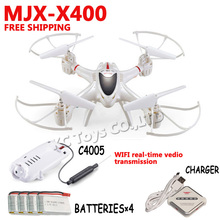 MJX X400/X400-1 RC UAV WFI camera 2.4G 4CH 6-Axis Real-time video RC Helicopter drone Quadcopter add 5pcs battery Free shipping