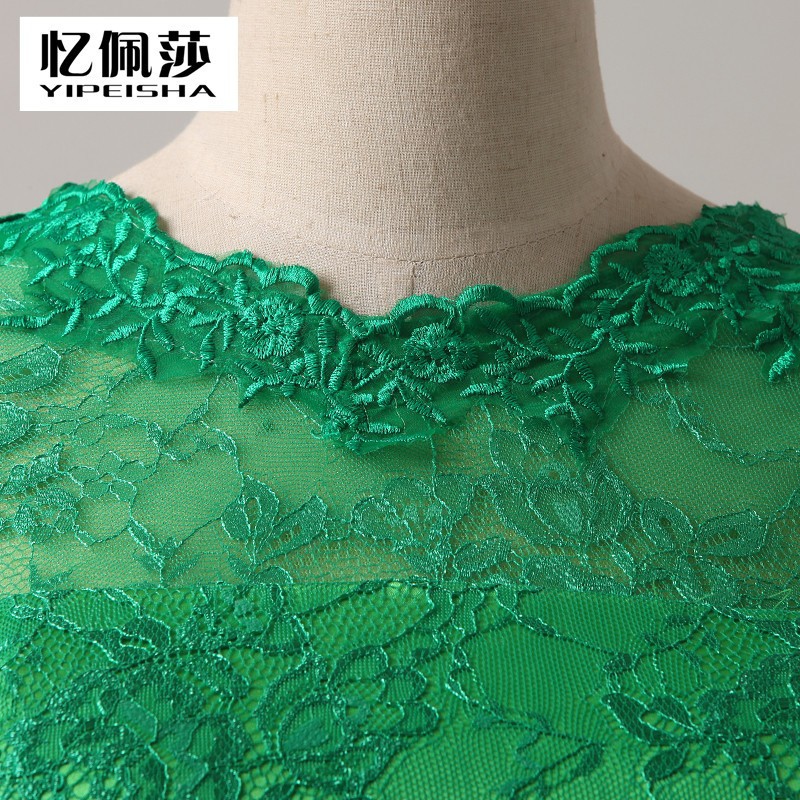 2015 Long Sleeve Evening Dresses Vintage Green Lace Mermaid High Neck Court Train EveningFormal Gowns For Womens 