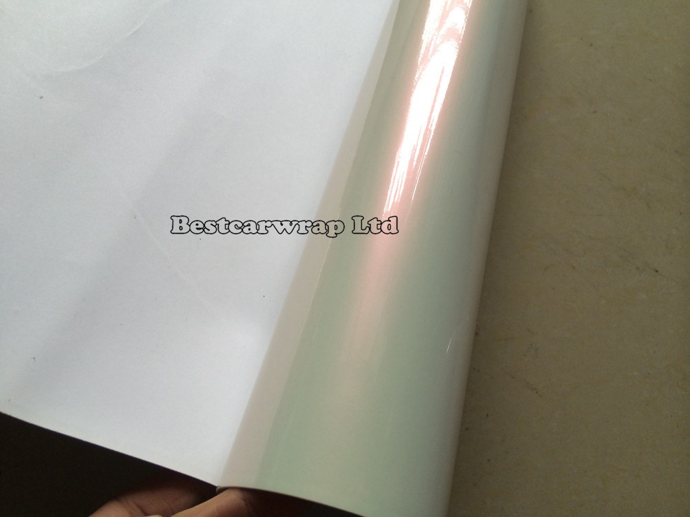 Pearl Gloss white satin pink  pearlescent vinyl Wrapping Film (3)
