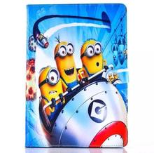 Fashion Cartoon New Despicable Me Minions Character PU Leather Stand Case smart Cover For ipad 2 3 4 with screen protector