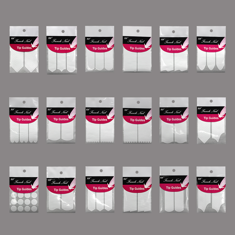 Image of 18 pack different design French Manicure Nail Art Form Fringe Guides Sticker DIY Stencil