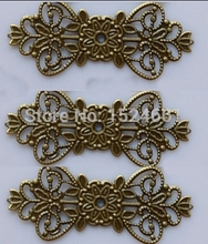 Antique Bronze Filigree Flower Wraps Connectors 74x31mm ** Hollow Flower Metal Charms Bead Caps for Jewelry Making
