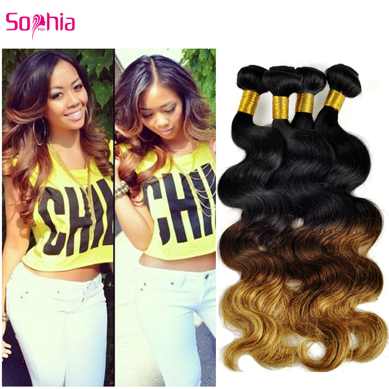 Image of 2016 Star Style Rosa Hair Products Virgin Brazilian Body Wave Ombre Hair Extensions 3 Tone Ombre Brazilian Hair Weave 4 Bundles