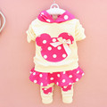kids clothes Spring 2016 long sleeved Cotton Hooded dot coat pants two pieces suit for children