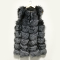 Real Silver Fox Fur Vest Women Fashion Genuine Fox Fur Coat Gilet Long Jacket Winter Russian