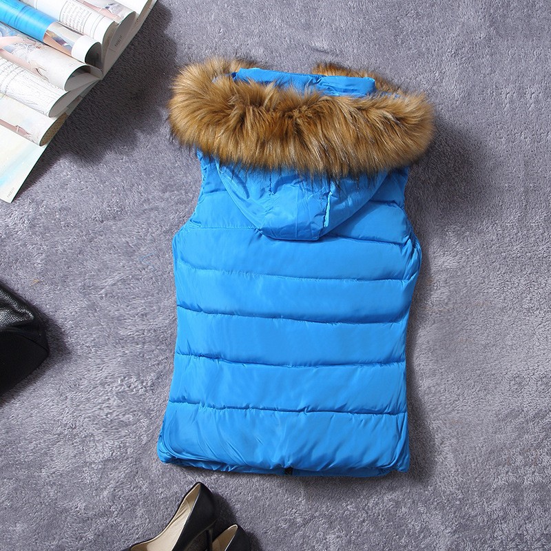 down vest with fur 0W0125 blue-1