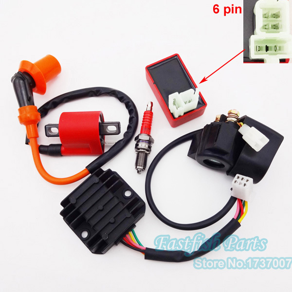 Ignition-Coil-6-pin-AC-CDI-D8TC-Spark-Plug-Solenoid-Relay ...