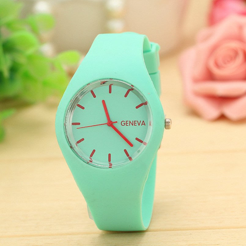 Image of Excellent Quality Top Brand Geneva Watches Women Sports Candy-colored 12 Colors Jelly Silicone Strap Leisure Watch for gift