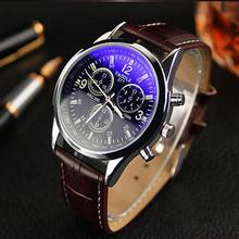 2015 New Design Casual Quartz watch men Luxury Watches Blue Ray Glass Dial Wristwatch Dropship Faux Leather Clock Free shipping