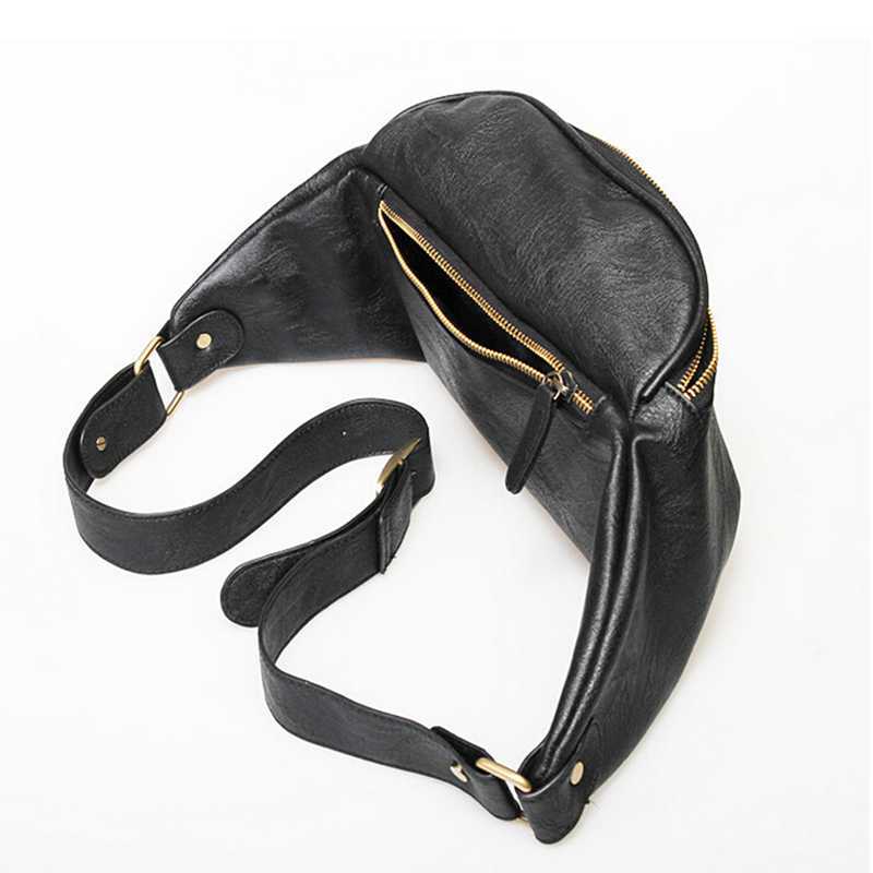 Aaron Brand New Korean Zipper Rivet Men s Waist Bags Double Zipper Design Men Bags Fashion