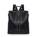 Female Double Zipper Backpacks Women Shoulder Bag Large Fashion Girl School Bags Solid PU Leather Ladies