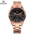MEGIR Chronograph Multifunction Watch Famous Brand Luxury Men Full Steel Rose Gold Watches Military Watch Relogio