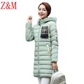 2016 winter new women s cotton long section thick hooded Slim Down padded jacket coat