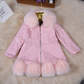 REAL PHOTOS 2016 NEW FASHION CHILDREN WINTER COAT GIRL LEATHER JACKET COAT FAUX FUR COAT