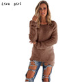 2016 New Autumn And Winter Sweaters Womens Casual Blouse Solid Long Sleeve Jumper O Neck Sinple