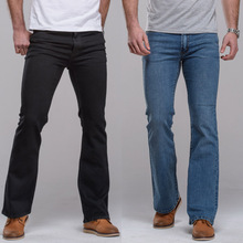 2016 New Mens jeans boot cut leg slightly flared slim fit blue black male jeans designer classic denim Jeans Plus Size 27-36