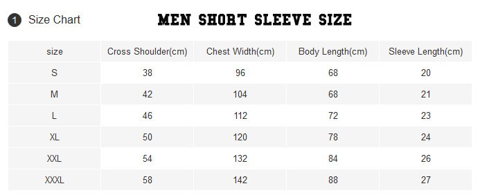 Men t shirt sizing