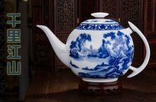 new 2015 elegant Blue and white Big ceramic teapot 1L chinese dragon porcelain kung fu tea