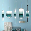 Modern Home Decoration Dining Room Pendant light Gradient Lake Blue Color Glass Light Cafe Bar Light