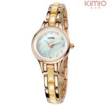 Kimio marca Diamond horas reloj damas de acero lleno de plata chica mujeres del vestido de cuarzo relojes pulsera reloj de regalo redonda